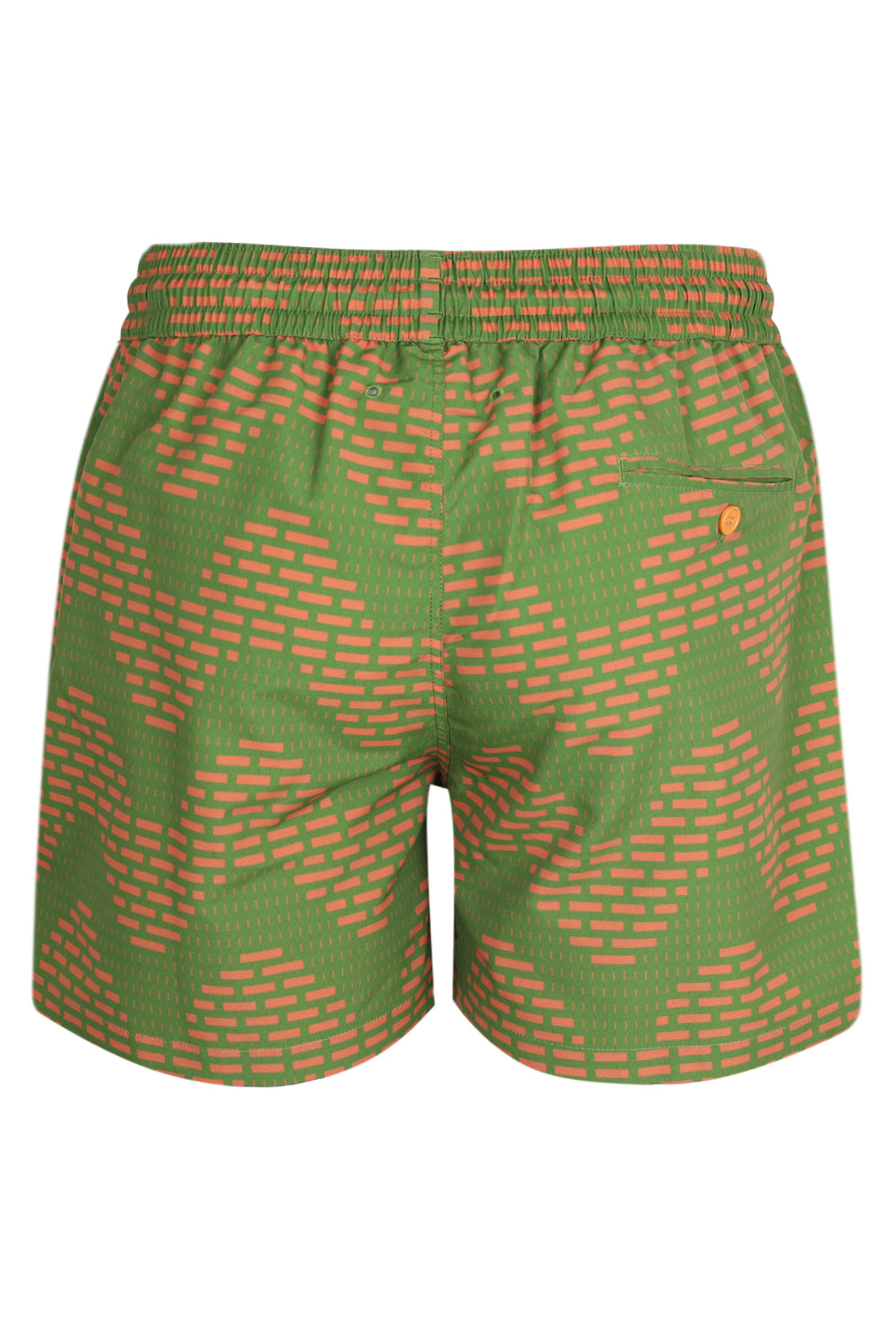 Load image into Gallery viewer, Rio Swim Short Raffia Copa Print Parakeet Green and Mandarin Orange
