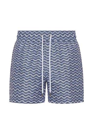 Rio Swim Short Copa Raio Do Sol Print Chambray & Charcoal Blue