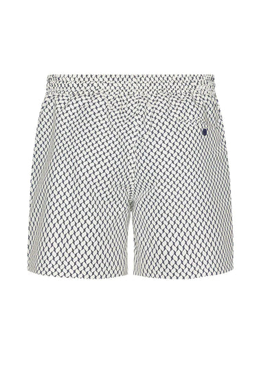 Rio Swim Short Micro Copa Print Ivory & Charcoal Blue