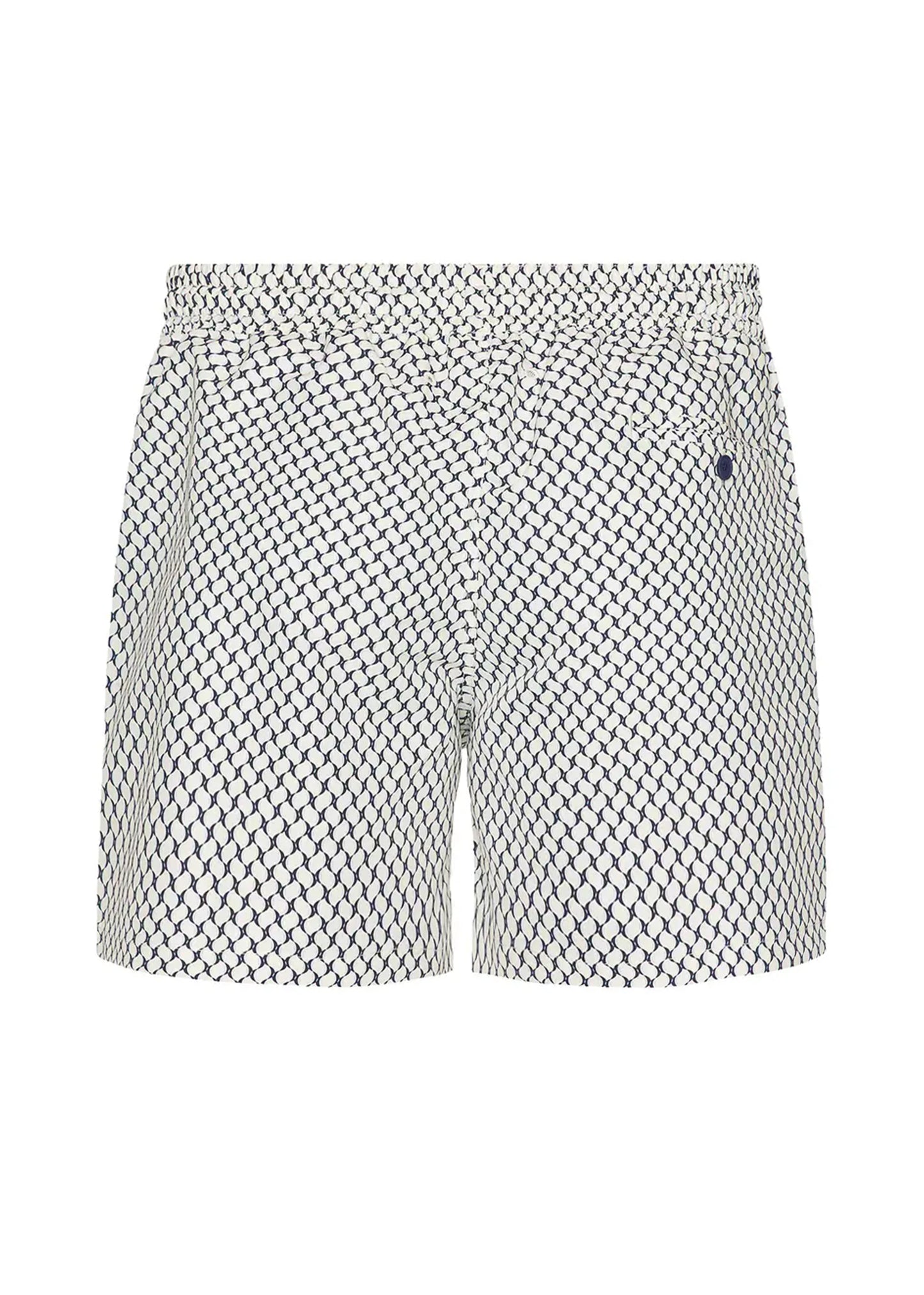 Load image into Gallery viewer, Rio Swim Short Micro Copa Print Ivory &amp;amp; Charcoal Blue
