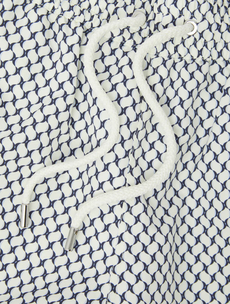 Load image into Gallery viewer, Rio Swim Short Micro Copa Print Ivory &amp;amp; Charcoal Blue
