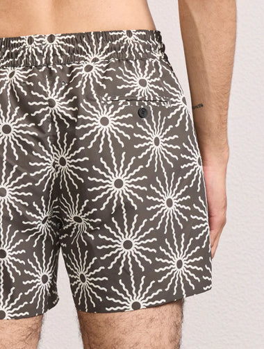 Rio Swim Short O Sol Print Seawood & Ivory