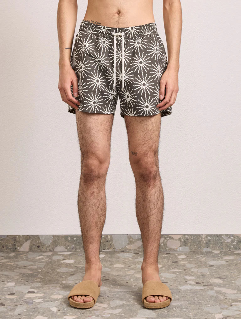 Load image into Gallery viewer, Rio Swim Short O Sol Print Seawood &amp;amp; Ivory
