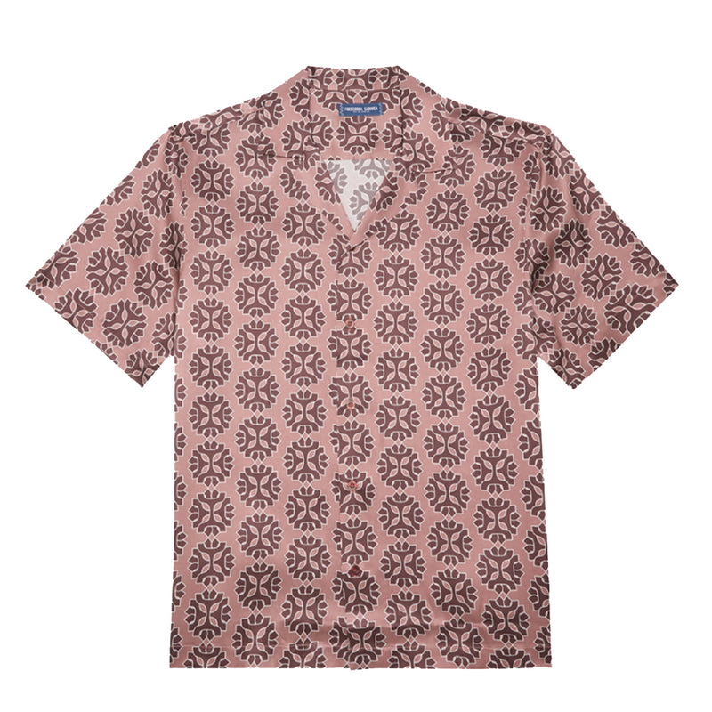 Men's Roberto Silk Shirt: Dual-Tone Medalhao Print