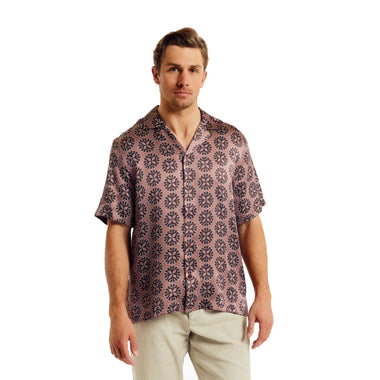 Men’s Roberto Silk Shirt: Dual-Tone Medalhao Print - Top