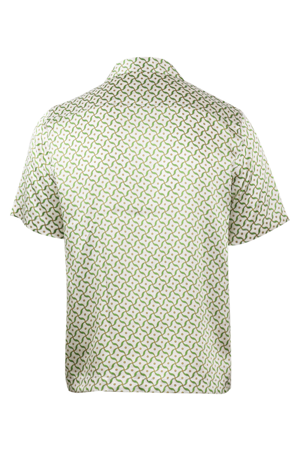 Load image into Gallery viewer, Roberto Silk Shirt Lotus Print Ivory and Parakeet Green
