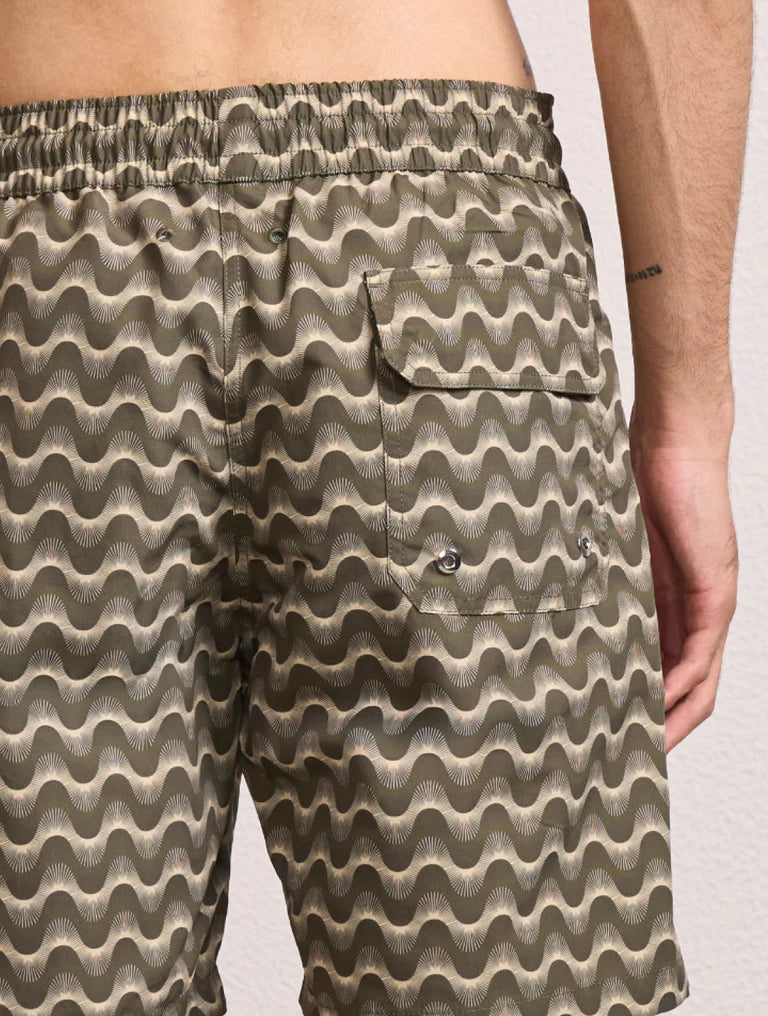 Load image into Gallery viewer, Santos Swim Short Copa Raio Do Sol Dark Olive &amp;amp; Dried Moss
