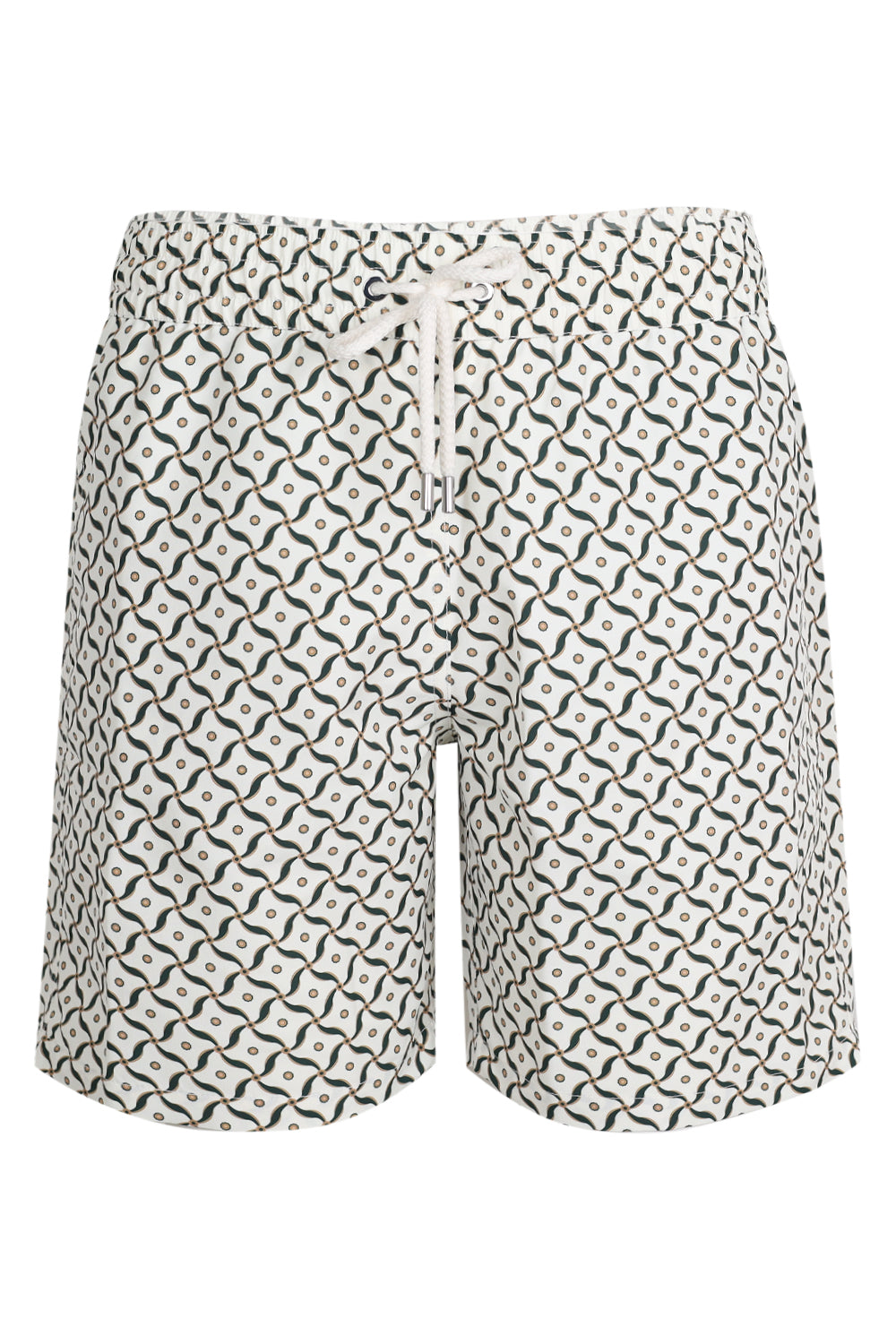 Load image into Gallery viewer, Santos Swim Short Lotus Print Ivory and Evergreen
