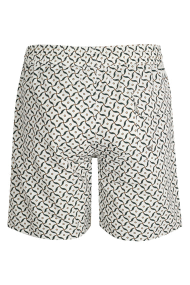 Santos Swim Short Lotus Print Ivory and Evergreen