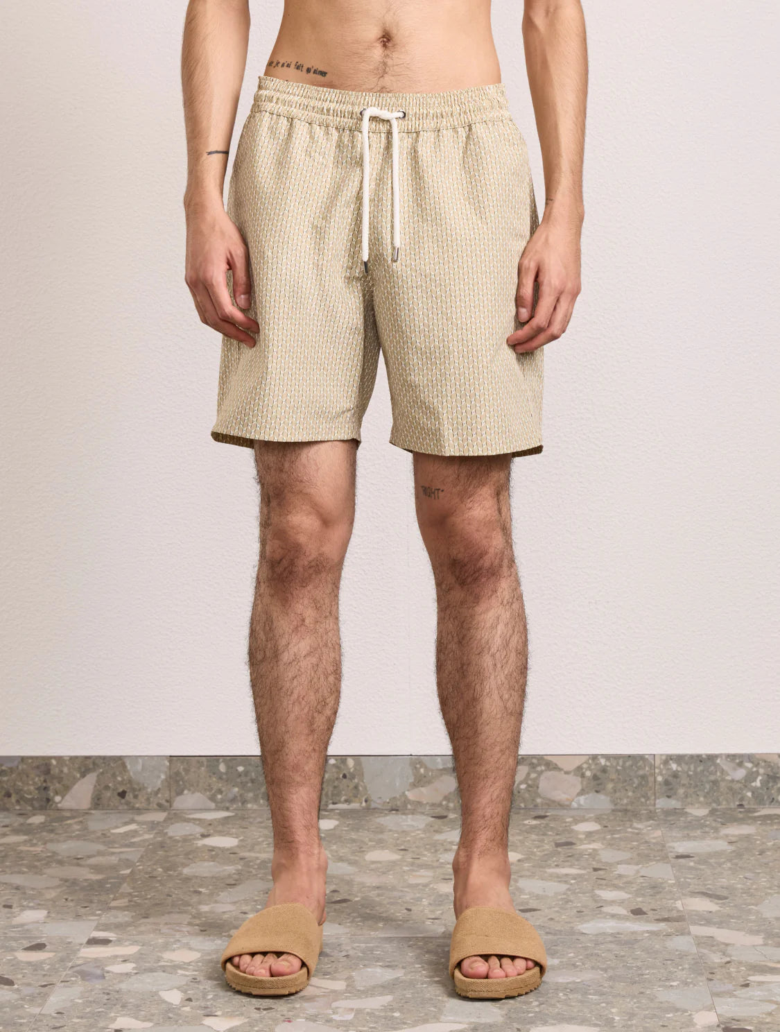 Load image into Gallery viewer, Santos Swim Short Micro Copa Print Dried Moss &amp;amp; Ivory
