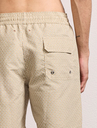 Santos Swim Short Micro Copa Print Dried Moss & Ivory