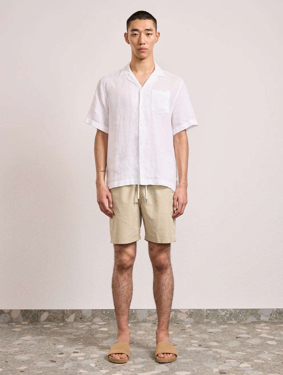 Load image into Gallery viewer, Santos Swim Short Micro Copa Print Dried Moss &amp;amp; Ivory
