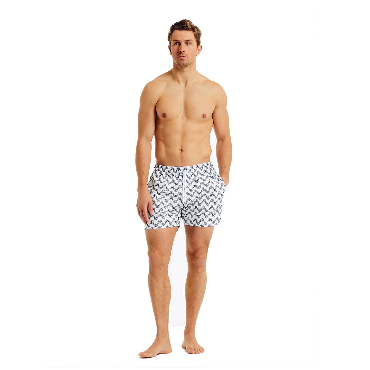 Load image into Gallery viewer, Sport Swim Short Copacabana Camo White And Stone Grey - Swim Shorts
