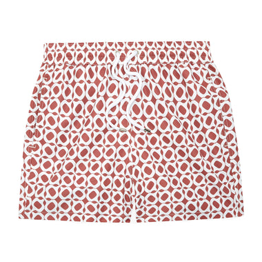 Men’s Swim Sport Shorts with Ipanema Weave Print - Mauve & Silver White - Swim Shorts