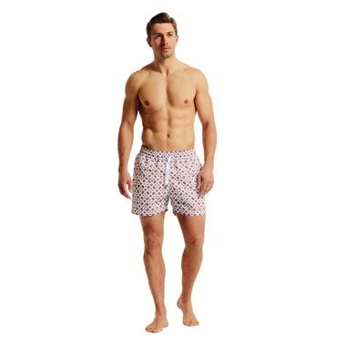 Men’s Swim Sport Shorts with Ipanema Weave Print - Mauve & Silver White - Swim Shorts