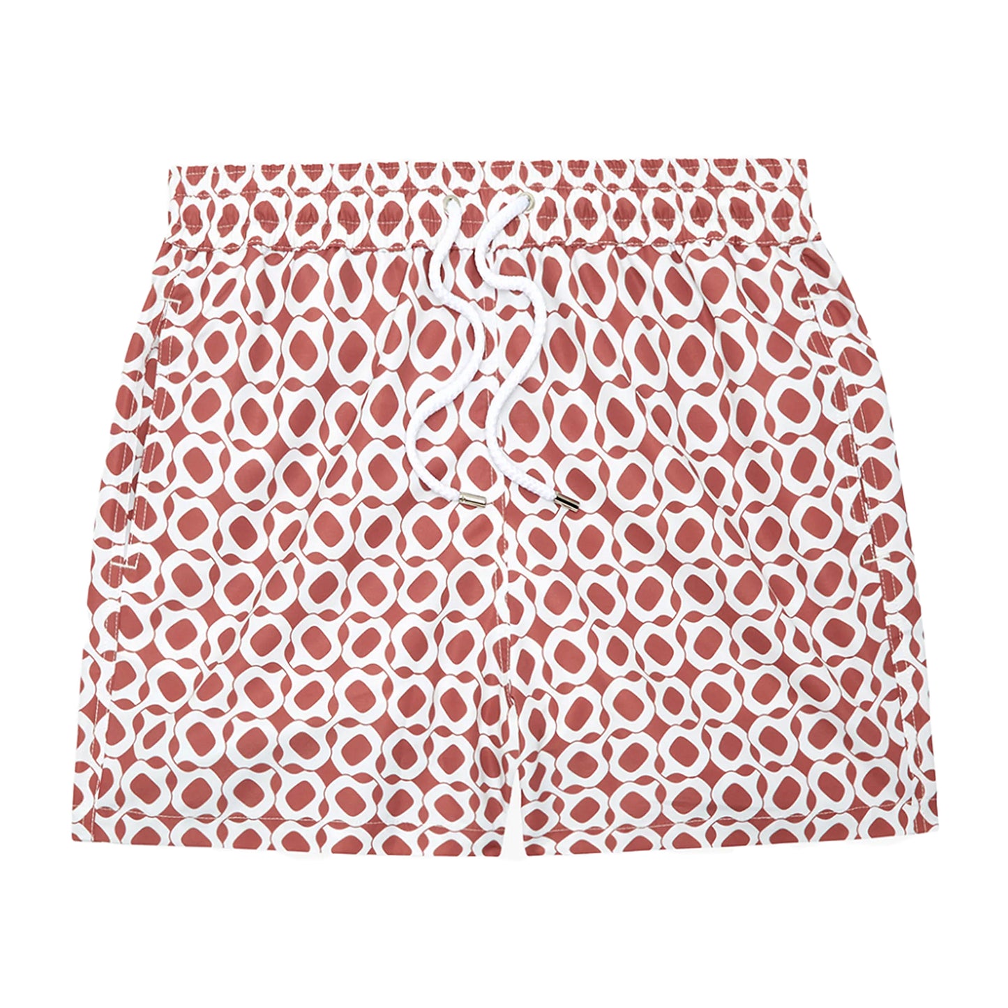 Load image into Gallery viewer, Men’s Swim Sport Shorts with Ipanema Weave Print - Mauve &amp;amp; Silver White - Swim Shorts
