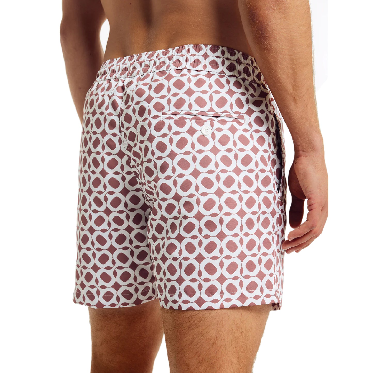 Load image into Gallery viewer, Men’s Swim Sport Shorts with Ipanema Weave Print - Mauve &amp;amp; Silver White - Swim Shorts
