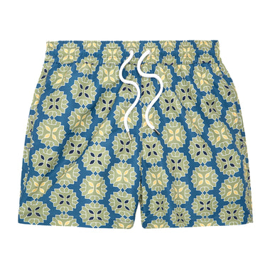 Men’s Sport Swim Shorts with Medalhao Print - Summer Night & Jungle Green - Swim Shorts