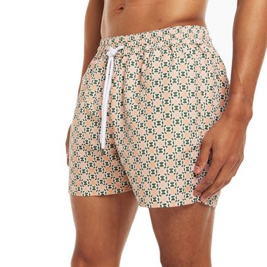 Sports Angra Deco Print Swim Short Pastel Orange And Vineyard Green - Swim Shorts