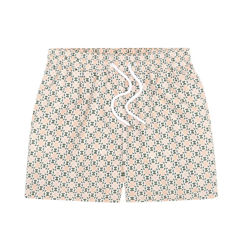 Sports Angra Deco Print Swim Short Pastel Orange And Vineyard Green