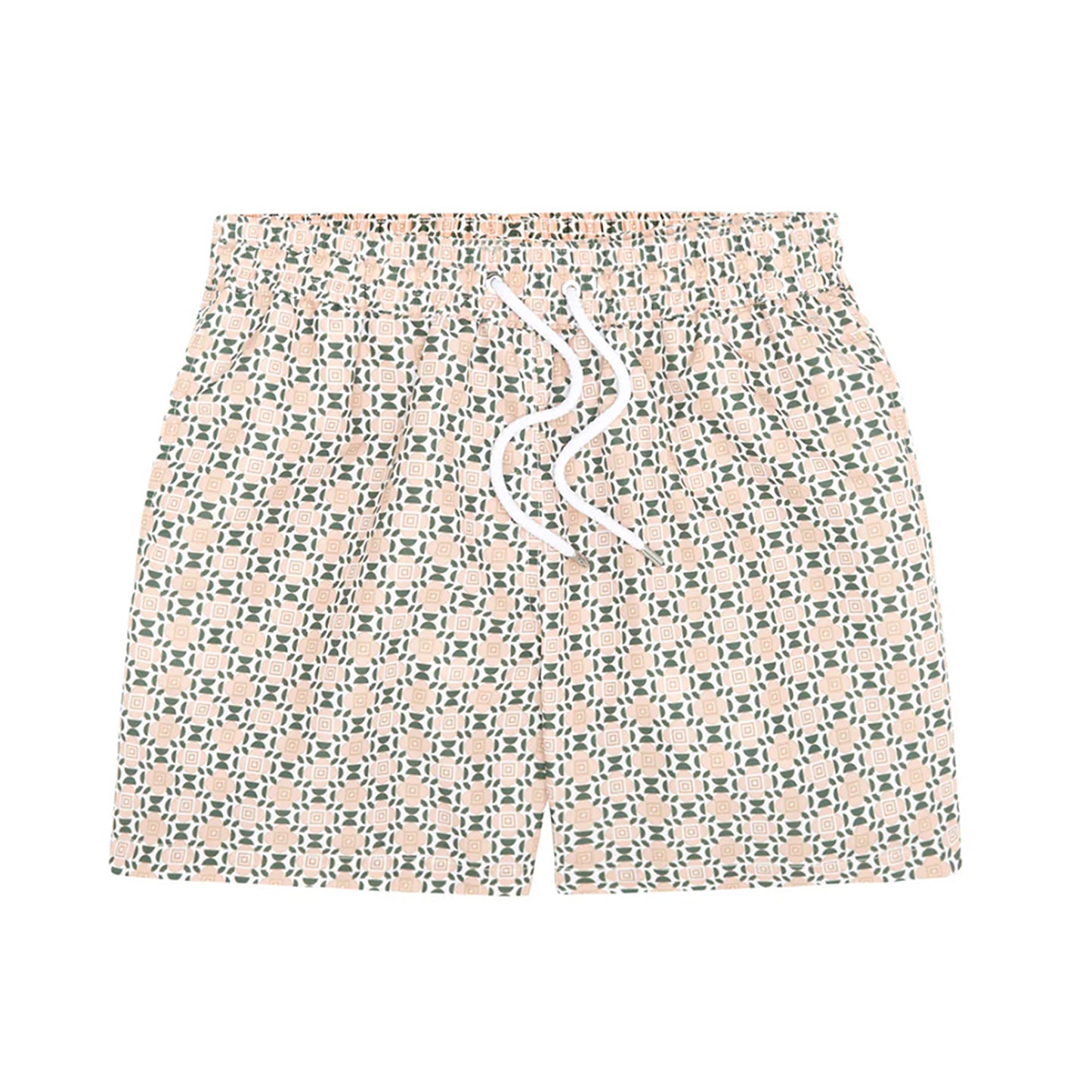 Load image into Gallery viewer, Sports Angra Deco Print Swim Short Pastel Orange And Vineyard Green - Swim Shorts
