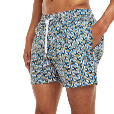 Sports Angra Deco Print Swim Short White/Chateau Blue/Gold/Ocean Blue - Swim Shorts