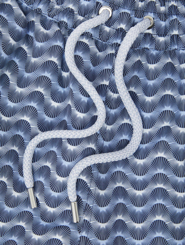 Rio Swim Short Copa Raio Do Sol Print Chambray & Charcoal Blue - Short