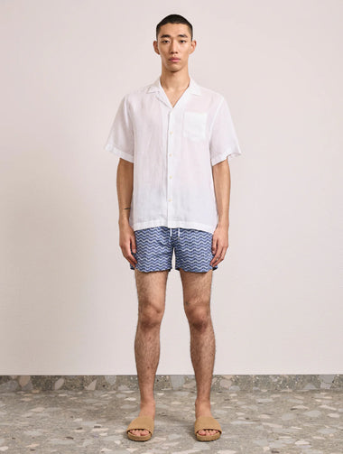 Rio Swim Short Copa Raio Do Sol Print Chambray & Charcoal Blue - Short