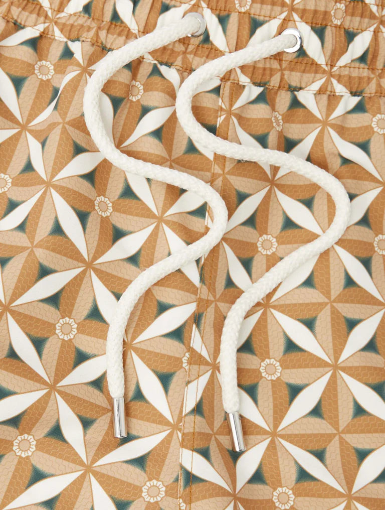 Load image into Gallery viewer, Rio Swim Short Teto Print Almond and Ivory
