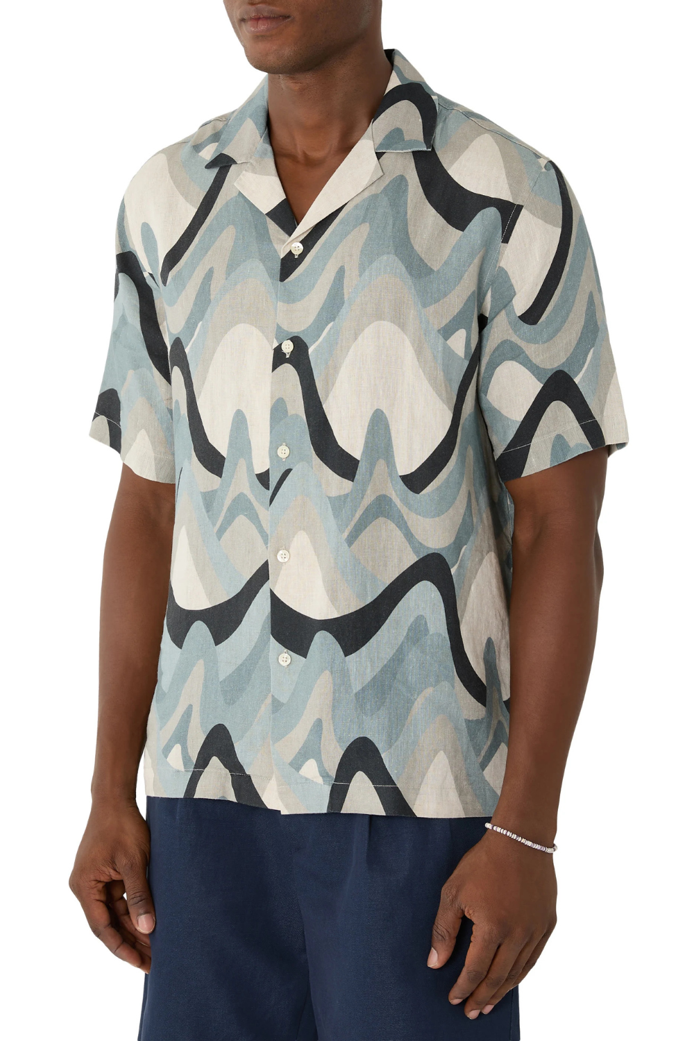 Load image into Gallery viewer, Roberto Linen Shirt Montahna Print Coastal Blue
