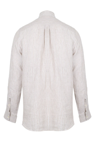 Telles Linen Striped Shirt Long Sleeve Khaki