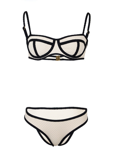 Calabria Marzipan Grid Bikini Set