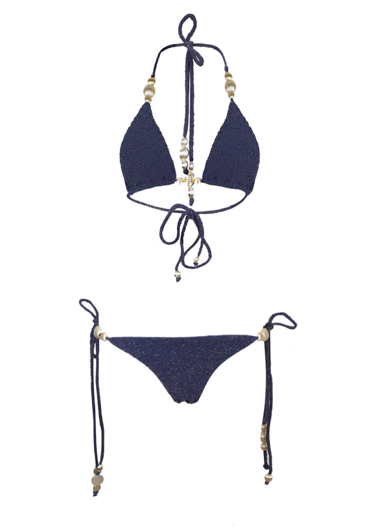 Shimmer Navy Bikini Set