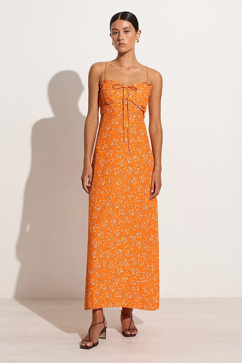 Gita Midi Dress Audrey Floral - Orange