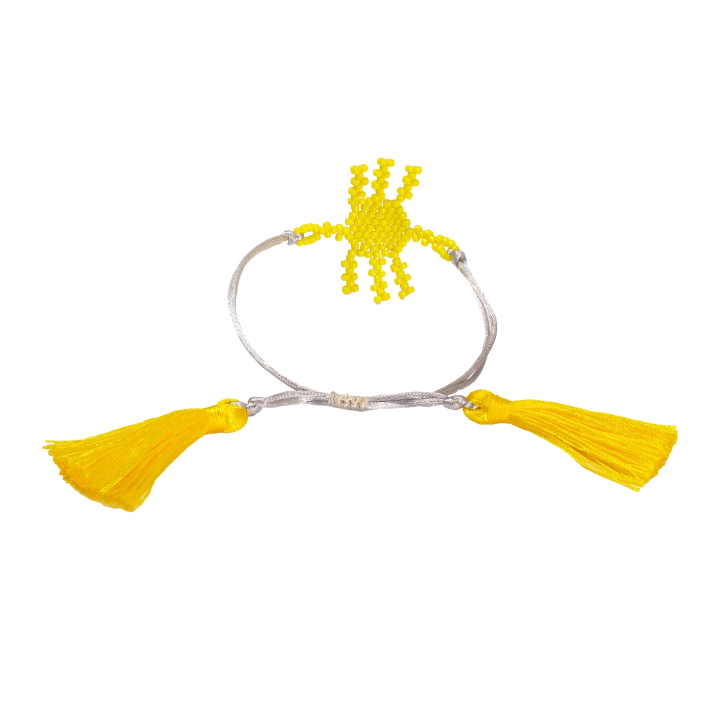 Glass Beads On Satin Thread Sun Yellow Bracelet