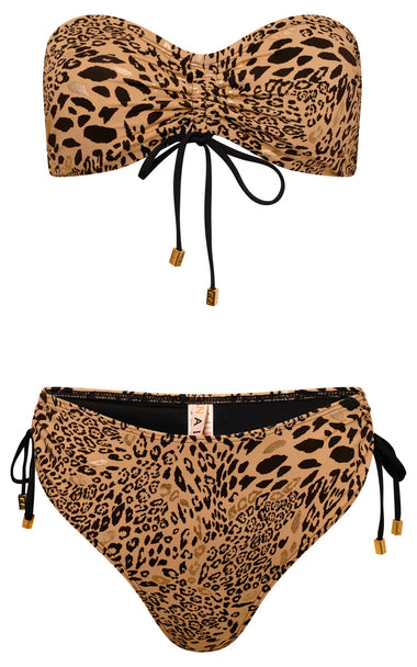 Brigitte Bandeau Bikini Top Golden Leopard - Bikini Top