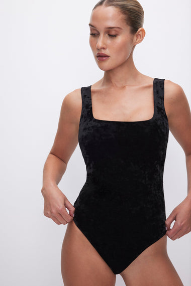 Crushed Velvet Modern Tank Body Black - Bodysuit