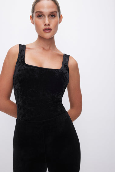 Crushed Velvet Modern Tank Body Black - Bodysuit