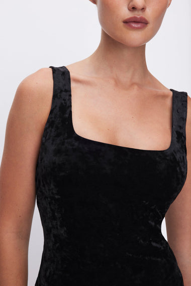 Crushed Velvet Modern Tank Body Black - Bodysuit