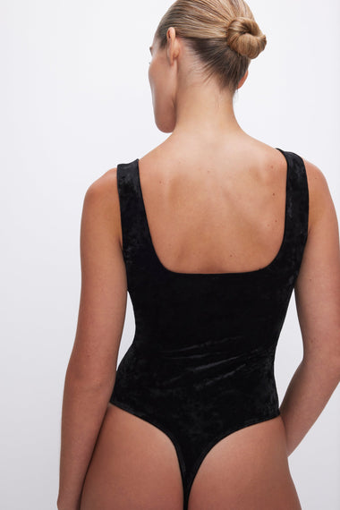 Crushed Velvet Modern Tank Body Black - Bodysuit
