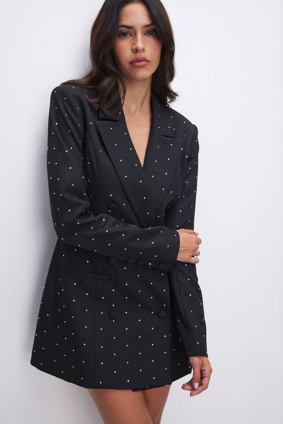 Crystal Blazer Mini Dress Black