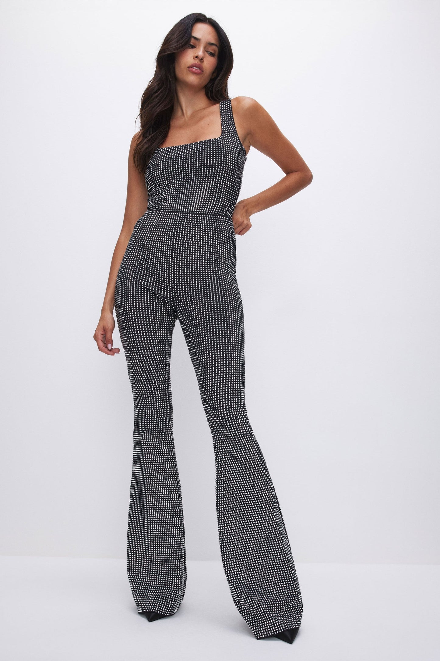 Crystal Pullon Flare Leggings Black