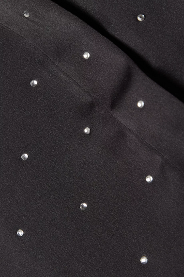 Crystal Studded Satin Shirt Black
