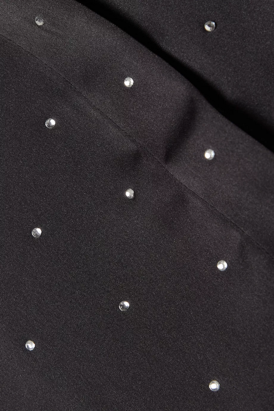 Load image into Gallery viewer, Crystal Studded Satin Shirt Black
