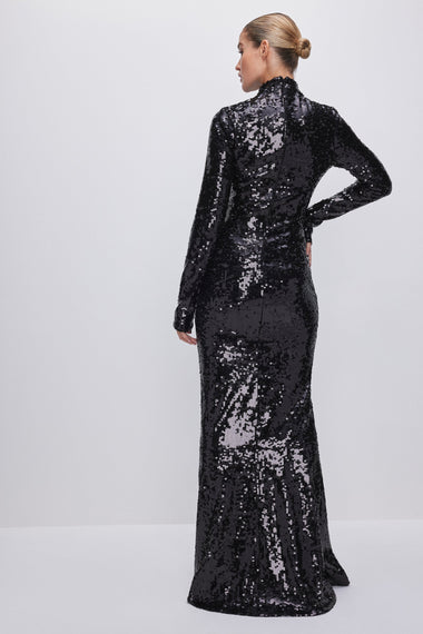 Sequin Funnel Maxi Dress Black - Dress