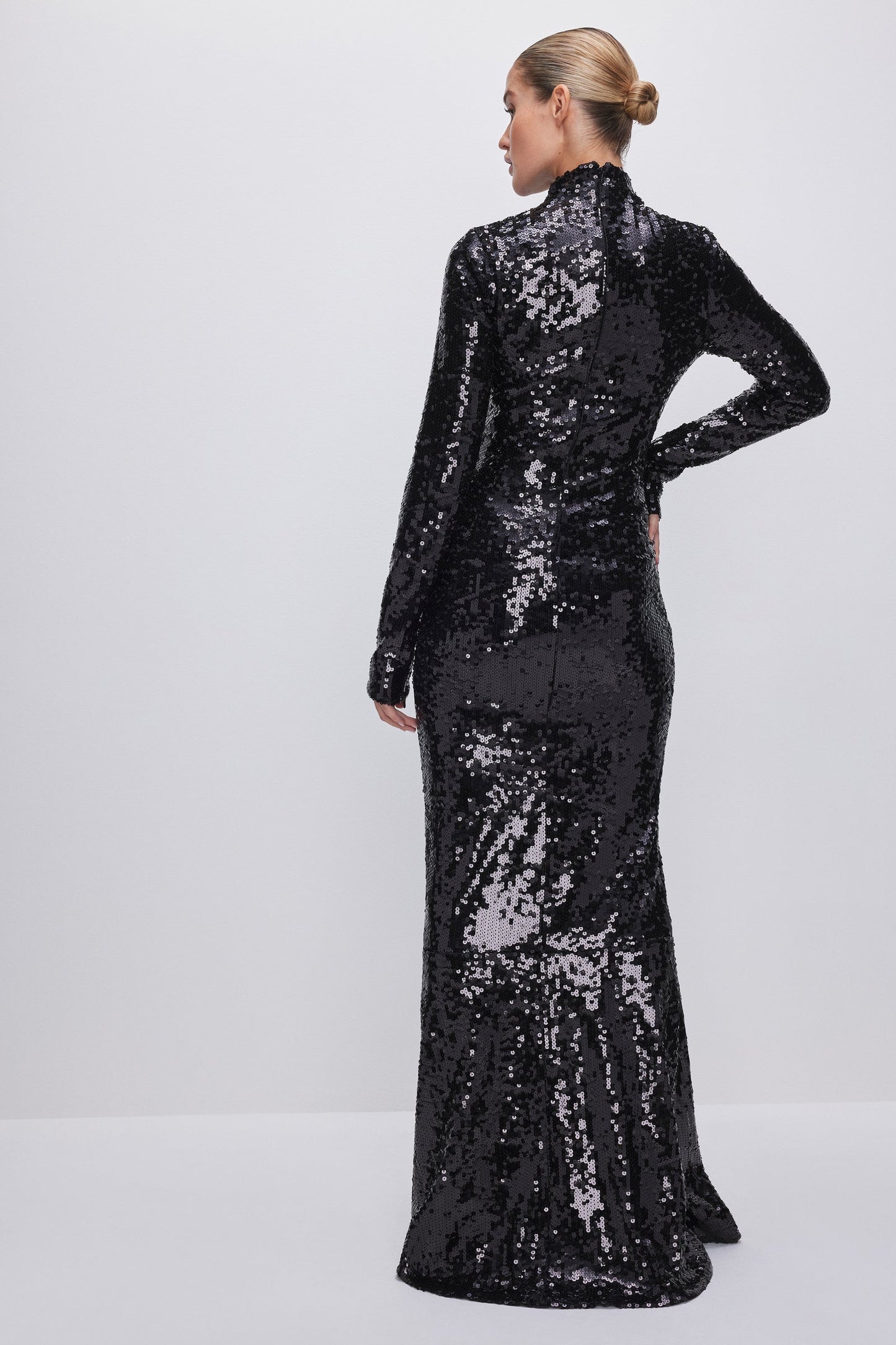 Sequin Funnel Maxi Dress Black
