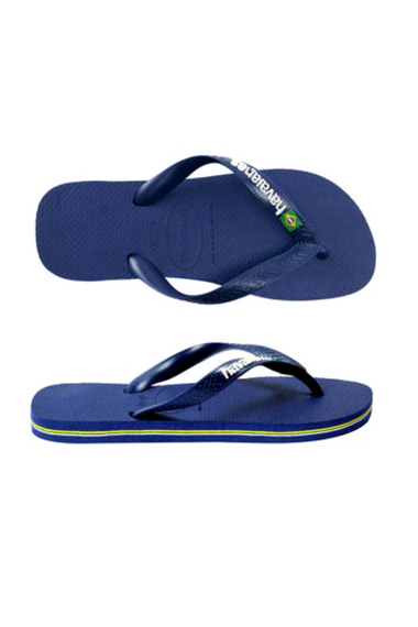 Men Brasil Logo Flip Flops Navy Blue