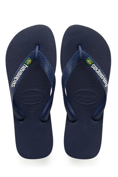 Men Brasil Logo Flip Flops Navy Blue