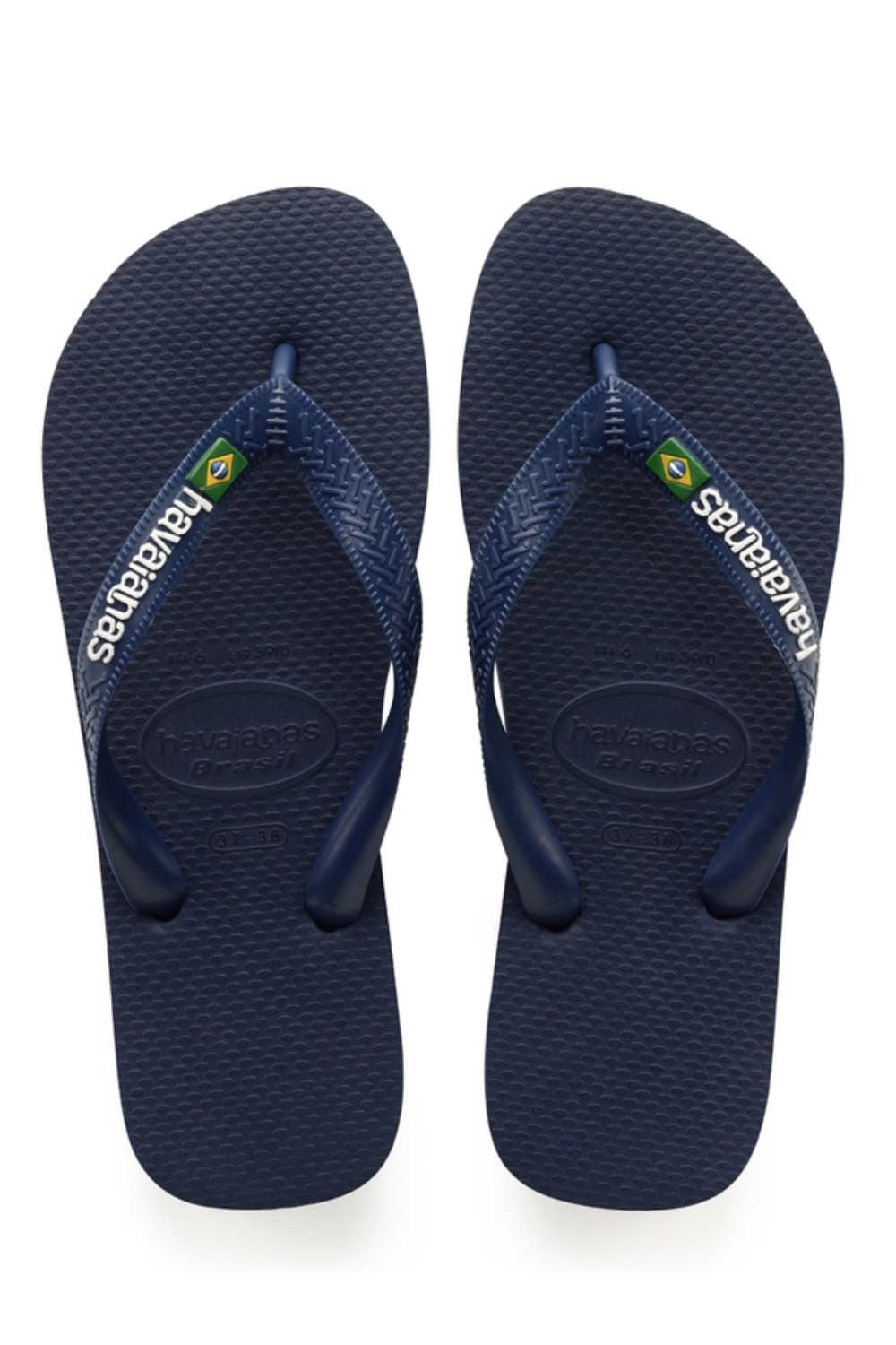 Load image into Gallery viewer, Men Brasil Logo Flip Flops Navy Blue
