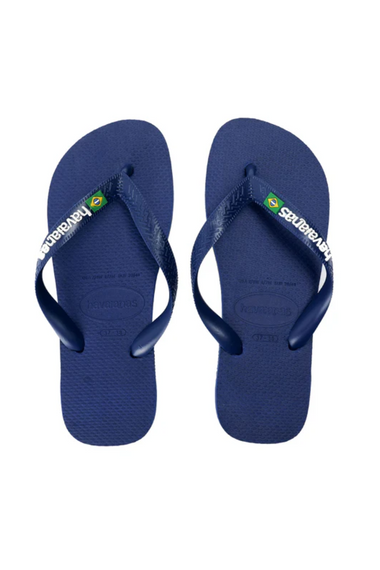 Men Brasil Logo Flip Flops Navy Blue